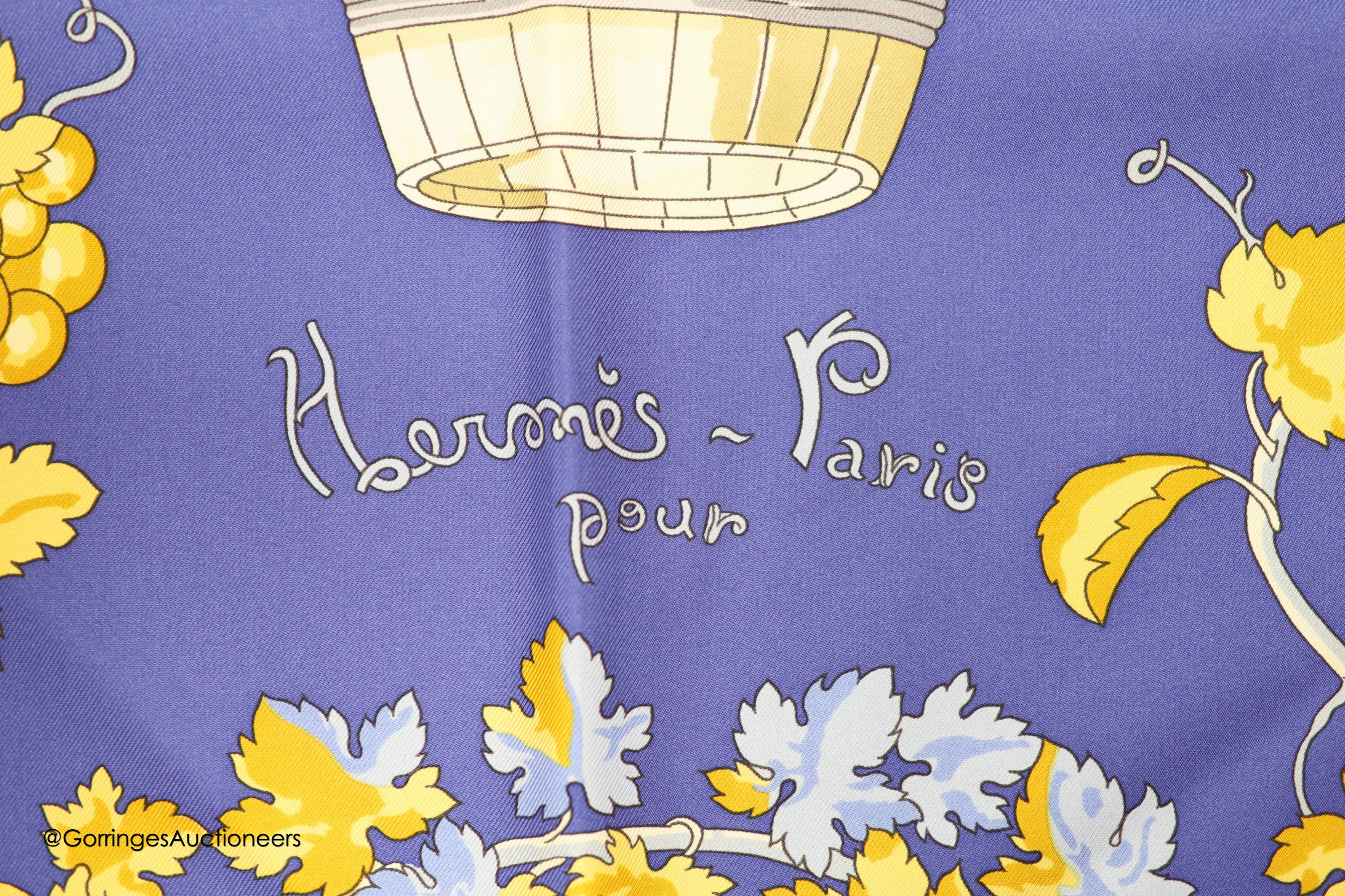 A rare Hermes Louis Roederer Champagne silk twill scarf, boxed